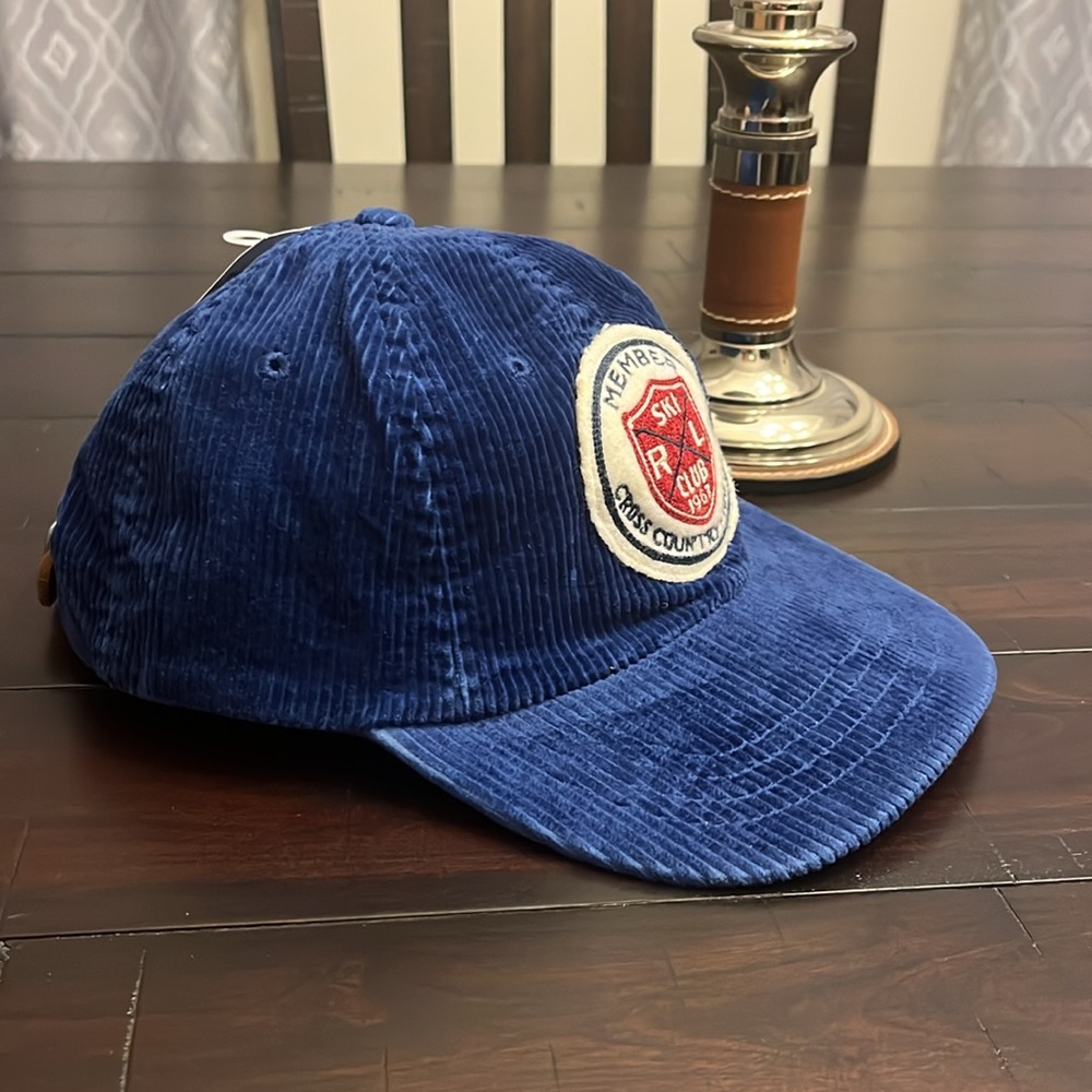 Polo Ralph Lauren Ski Club Patrol corduroy Hat Cap Blue Vintage Cross Country